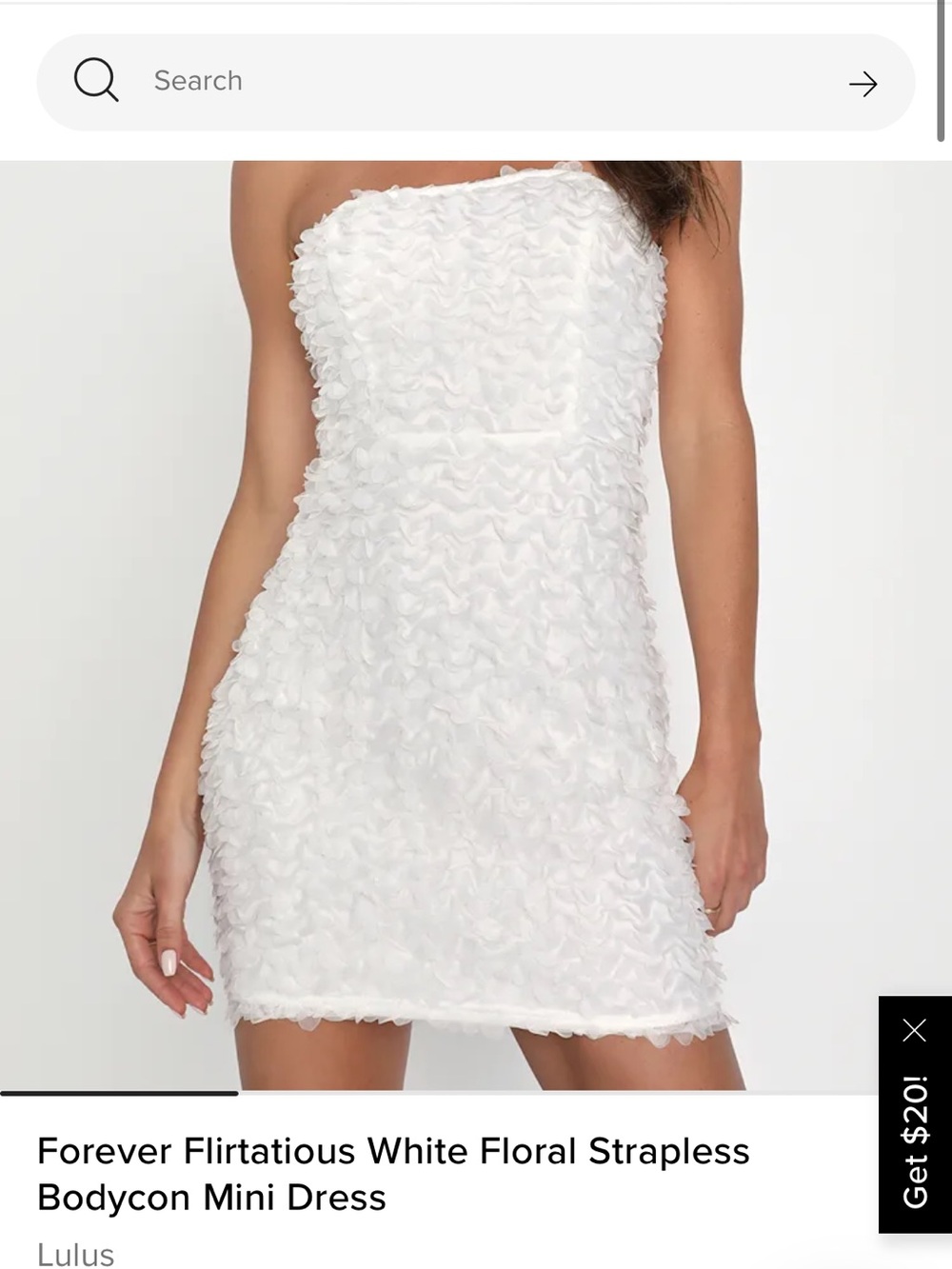 Strapless White Ruffle Mini Dress - Picture 3 of 3